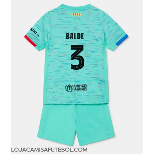 Camisa de Futebol Barcelona Alejandro Balde #3 Equipamento Alternativo Infantil 2023-24 Manga Curta (+ Calças curtas)